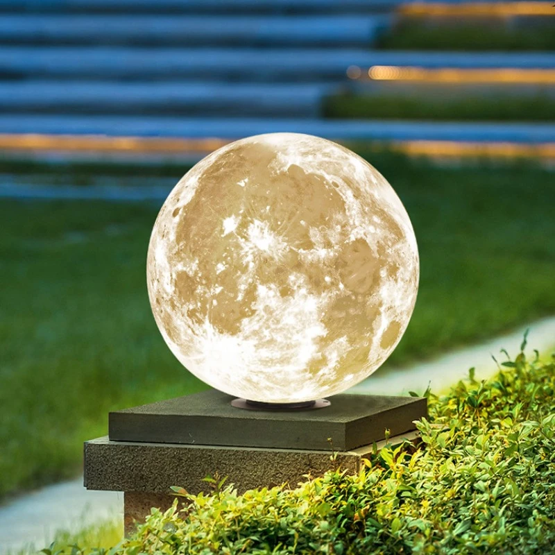 

Solar Moon Outdoor Lights Pillar Headlight Landscape Courtyard Wall Lighting Villa Flower Garden Community Decoration Moon Lamps