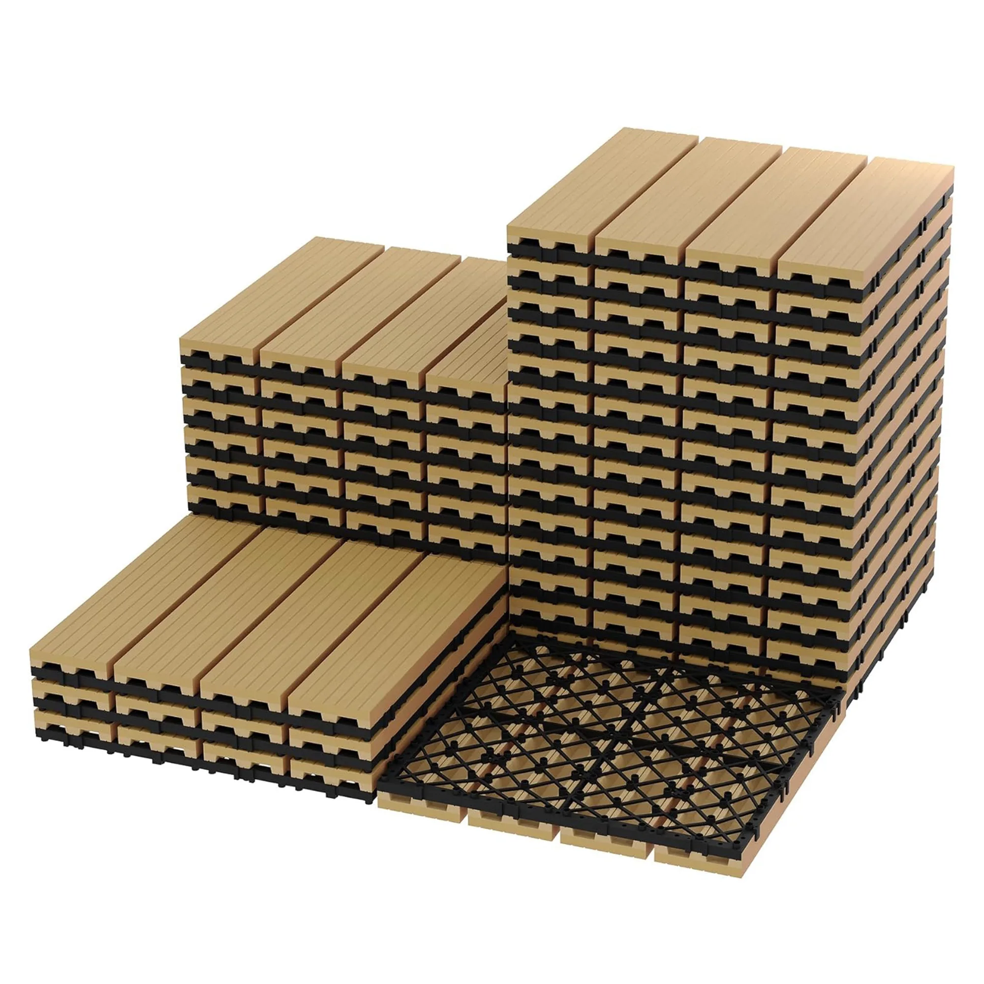 30x30cm Wasserdichte Verbund-Terrassenplatten, Langlebiger Verbund-Außenbodenbelag mit Drainageloch, Einfach zu Verlegende Bodenfliesen für Balkon, Veranda, Pool, Hinterhof, Gehweg, 9 Stück/27 Stück