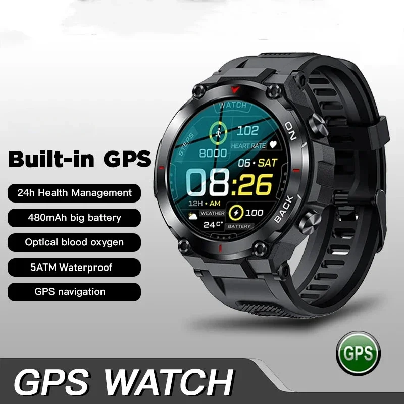 New Military Grade GPS Smart Watch AMOLED 360 * 360 HD Screen Heart Rate Waterproof Smart Watch Is Applicable for Xiaomi Huawei