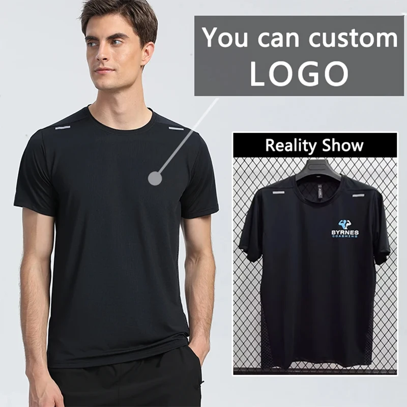 Custom LOGO Sports T-shirts For Men Jogging Shirt Fitness Training Gym Sportswear Outdoor Running Short Sleeve T-shirt