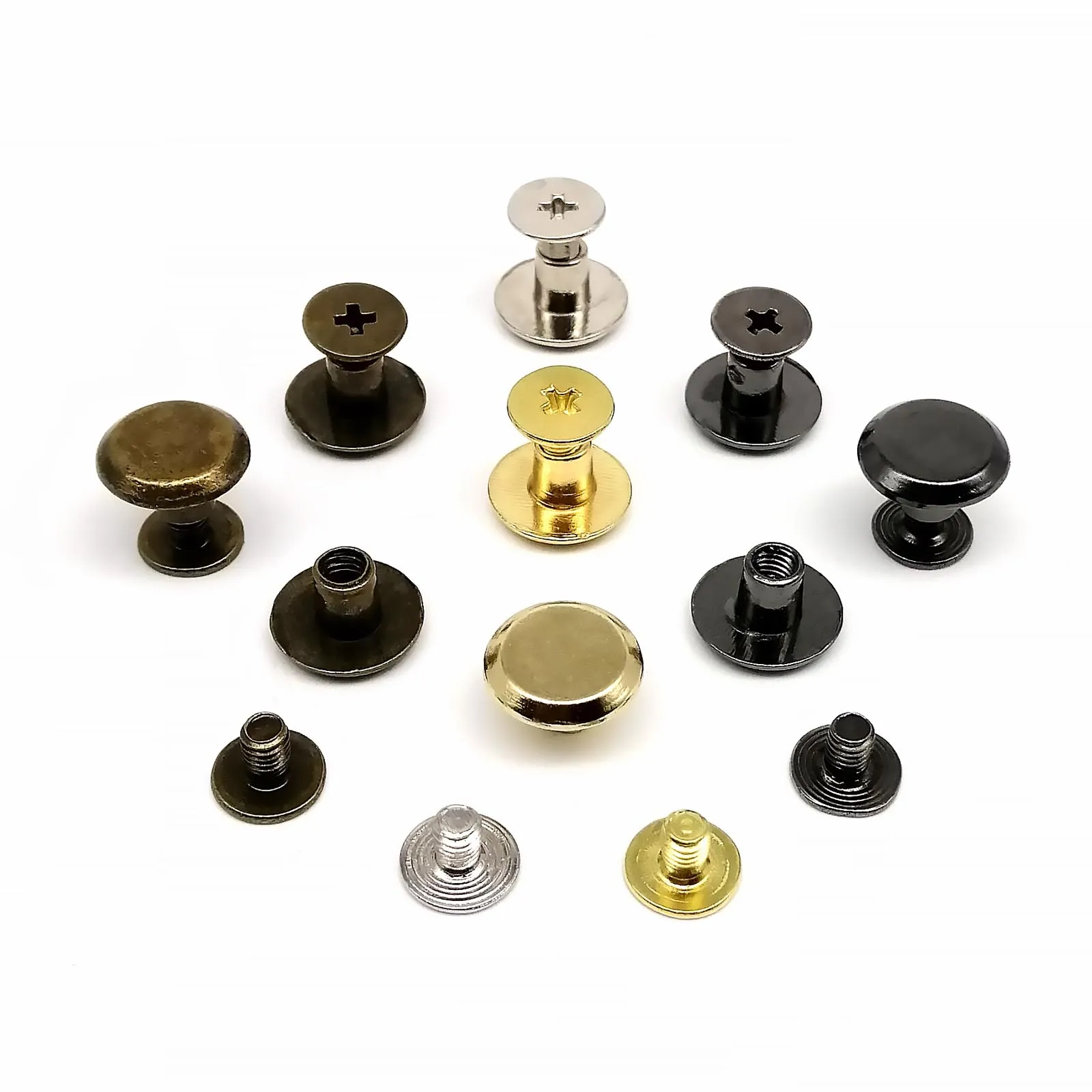 HZYUEGOU 10X Rundkopf 10mm Schraubniete Chicago-Schraubniete für Leder-Umhängetaschen, Rucksäcke, Gürtel, Riemen, Geldbörsen – Detail 4