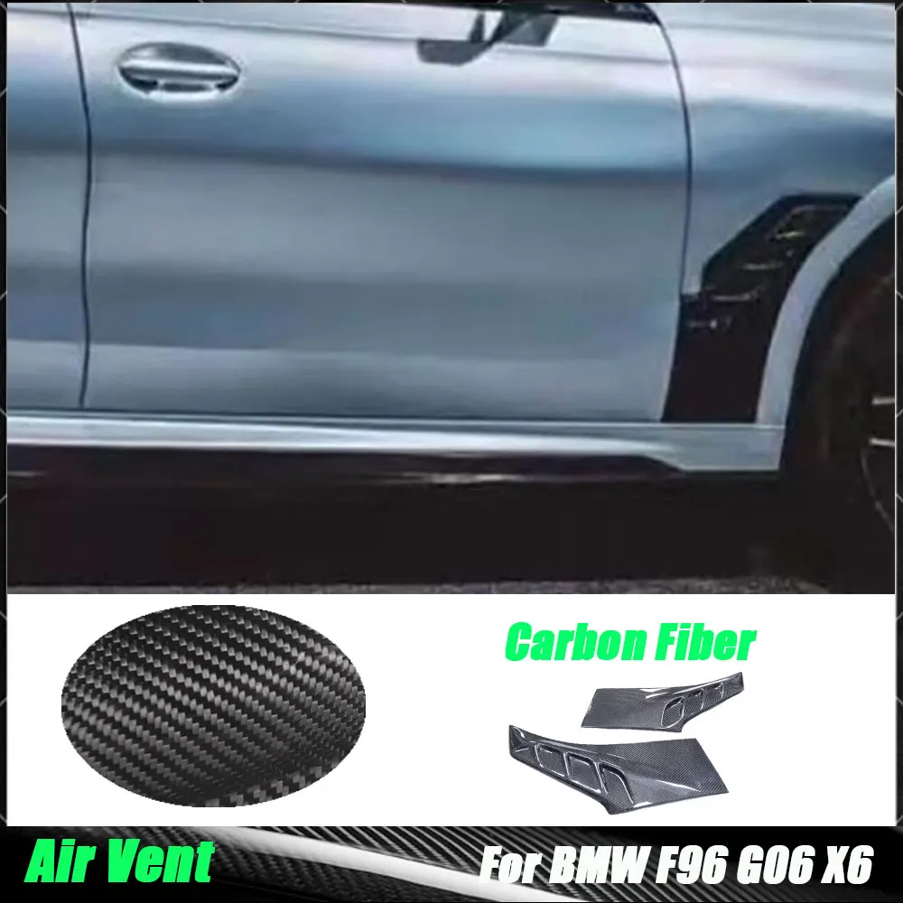 

For BMW F96 X6 2pcs/set Carbon Fiber Front Fender Side Air Vent Trims Covers Front Bumper Air Vent Bodykit 2019 2020 2021 2022