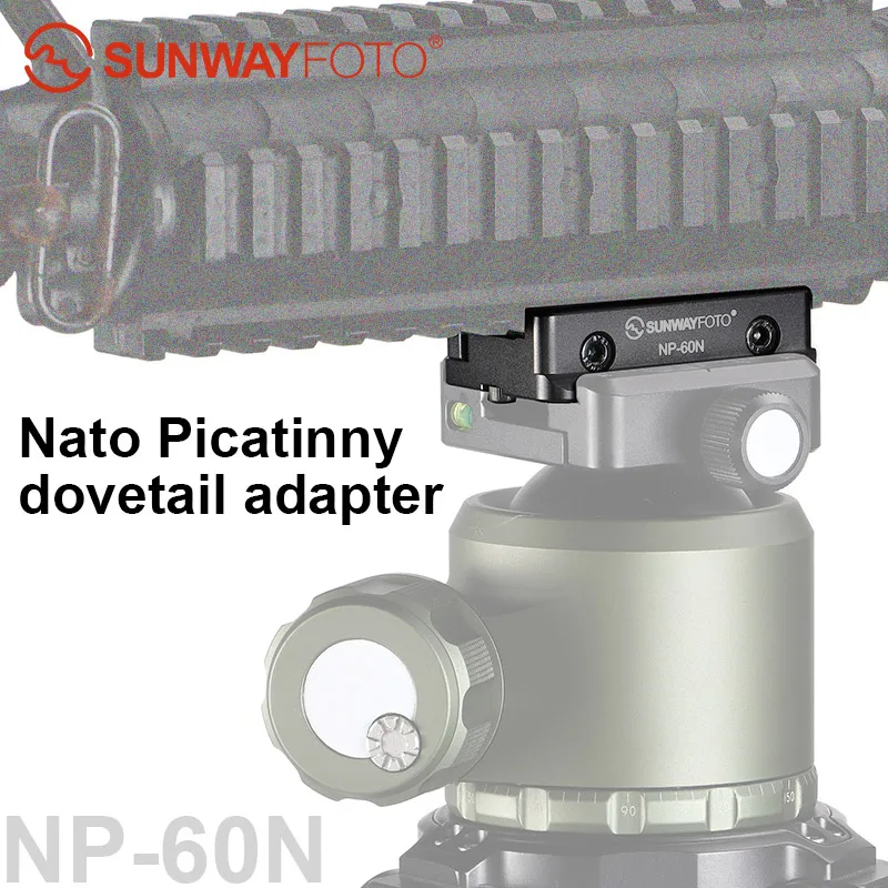 SUNWAYFOTO NP-60N Picatinny Arca-supporto adattatore a coda di rondine per treppiede svizzero compatibile Arca/RRS