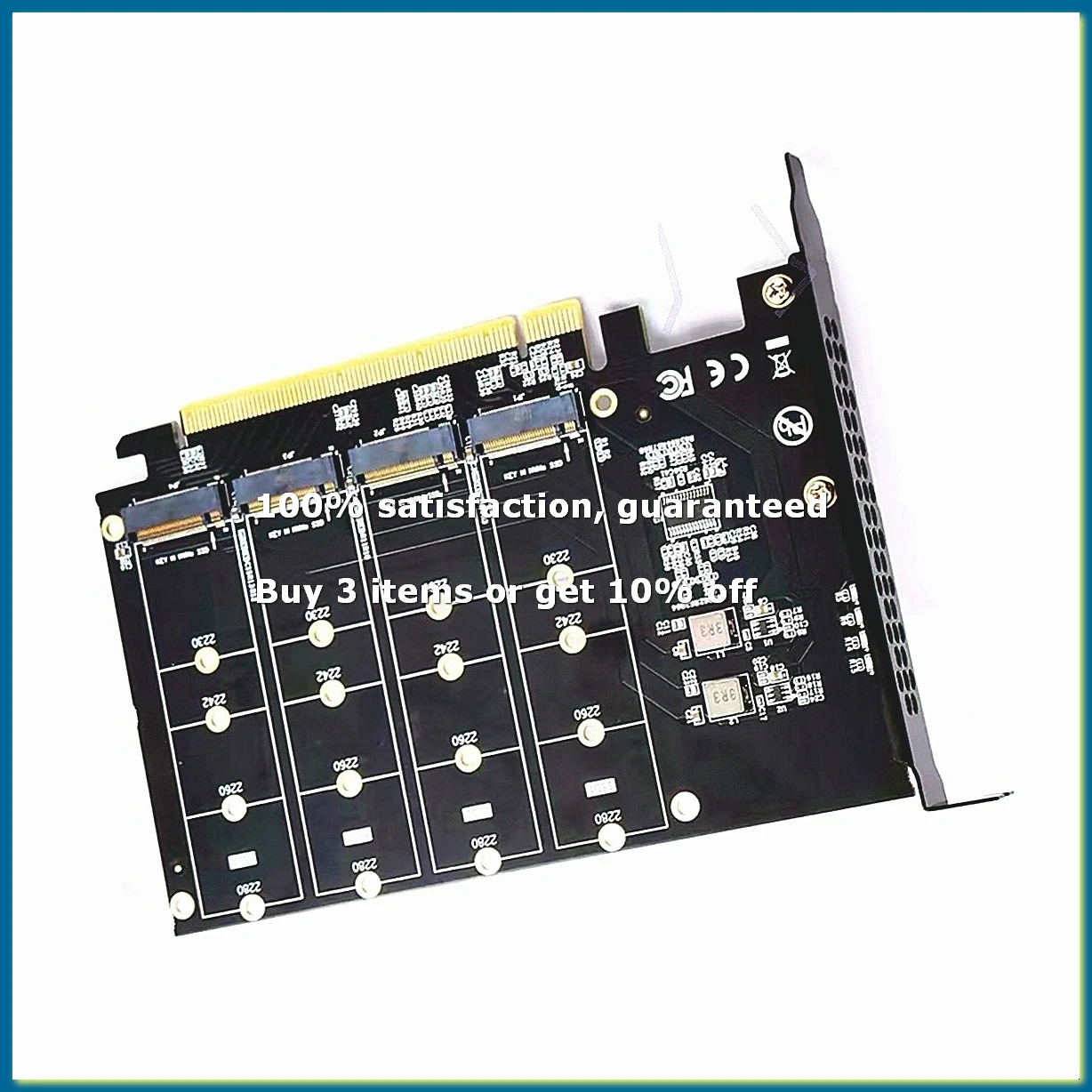 ●M.2 NVME to PCIe X16 Adapter Converter Card 4 Port NVME Expansion Card for 2230 2242 2260 2280 SSD-ABFB