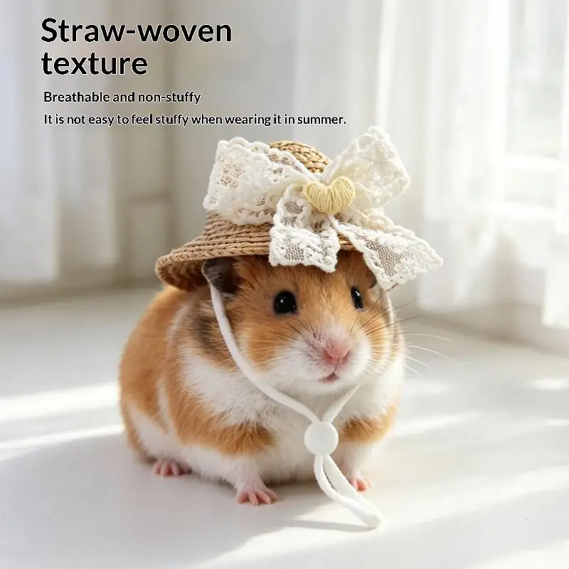 Niedliche kleine Häkelmütze für Haustiere, Mini-Haustier-Hamster-Papagei-Chipmunk-Kopfbedeckung für Hamster, Meerschweinchen, kleine Haustier-Deko-Accessoires – Detail 3
