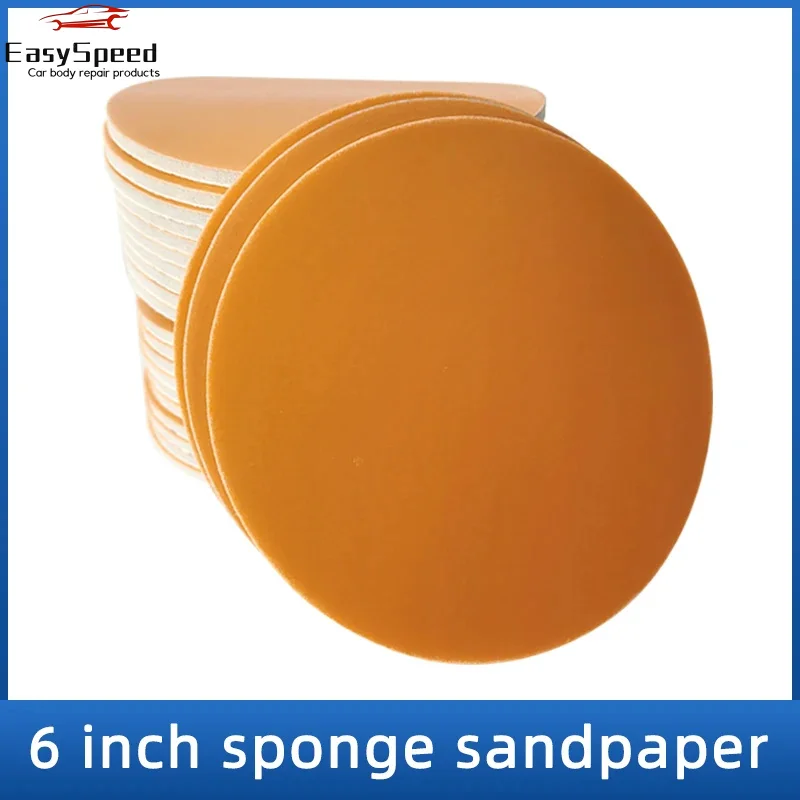 

20 Pcs 6 Inch Sponge Sandpaper Car Paint Surface Polishing and Beauty Dry Sandpaper Back Flocking Self-adhesive Sand Skin 150mm