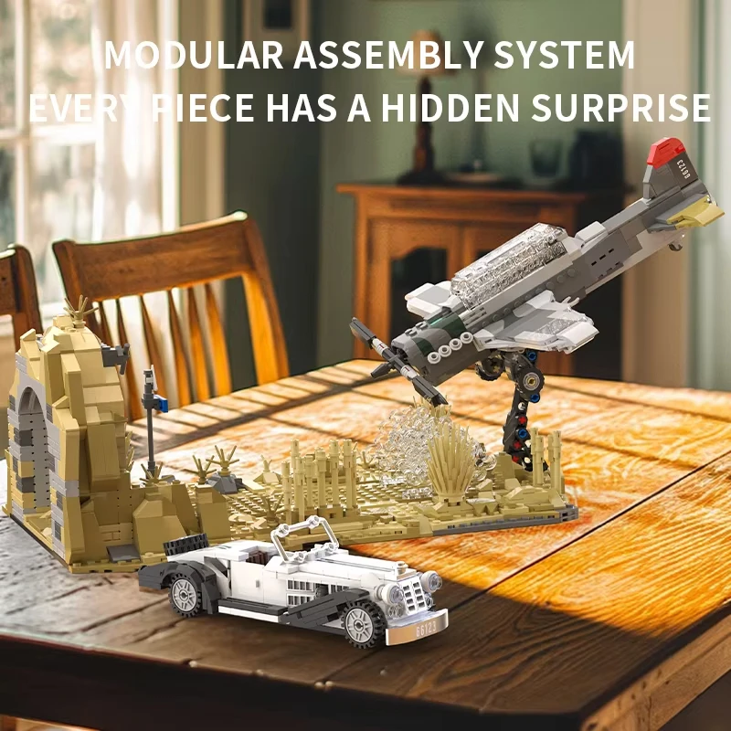 1233 pçs militar indianaed cruzada lutador blocos de construção para jones clássico avião filme veículo céu adereços brinquedos diy presentes