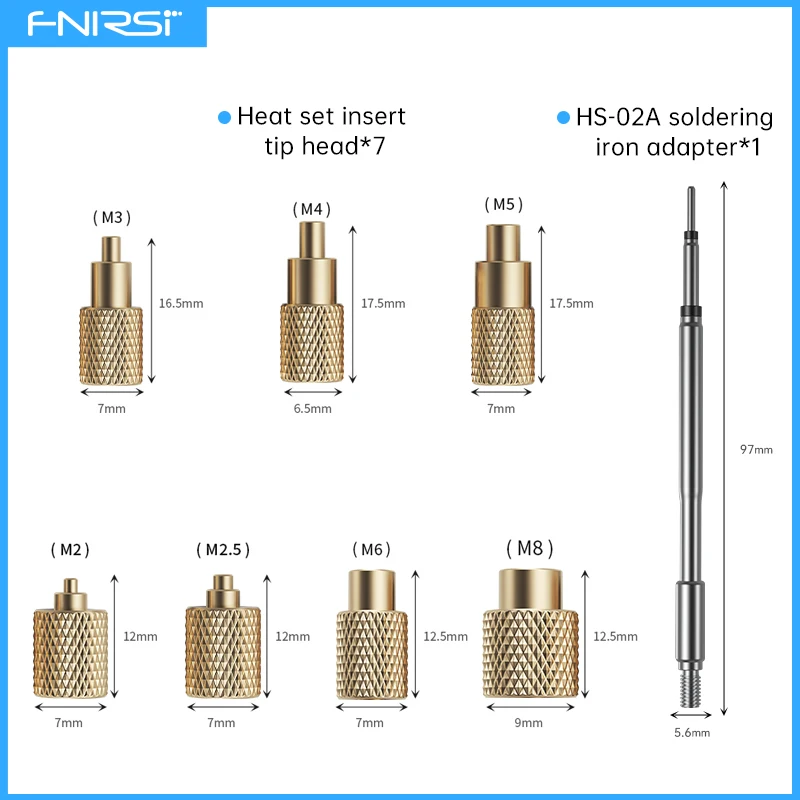 FNIRSI HS-02A مجموعة مكواة لحام كهربائية مع مجموعة صامولة إدراج الحرارة M2-M8، C245 نصائح متوافقة للطابعة ثلاثية الأبعاد ووظيفة إصلاح ذاتية الصنع