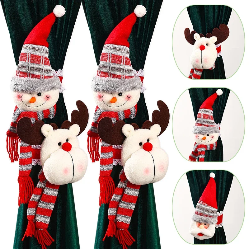 Creative Christmas Curtain Holder Hook Santa Claus Curtain Clip Buckle Tie Clips Back Curtain Decoration Xmas Decor Accessories