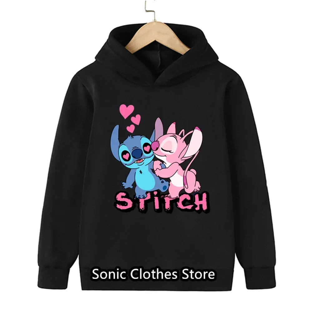 90s Y2k Anime Disney Stitch Hoodie Girls Children Cartoon Clothes Kid Boys Lilo Stitch Sweatshirt Manga Hoody Baby Casual Top