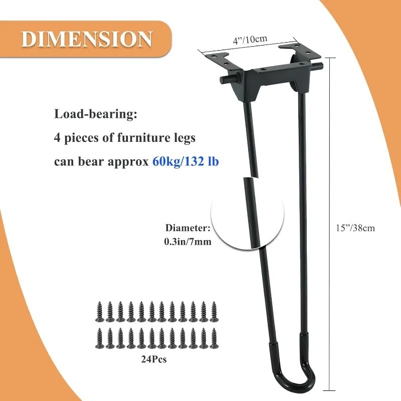 4Pcs Heavy-Duty Foldable Coffee Table Legs with Mounting Screws for Desk Bench Chair - Easy Install Home DIY Projects