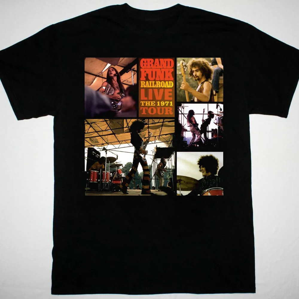 VTG Grand Funk Railroad live tour T-shirt Black Tee High Quality 100%Cotton Short Sleeve