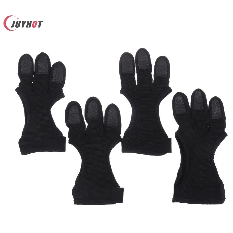 

Профессиональные кожаные перчатки для стрельбы из лука с тремя пальцами, нескользящие, износостойкие, удобные дышащие защитные перчатки для стрельбы из лука, снаряжение