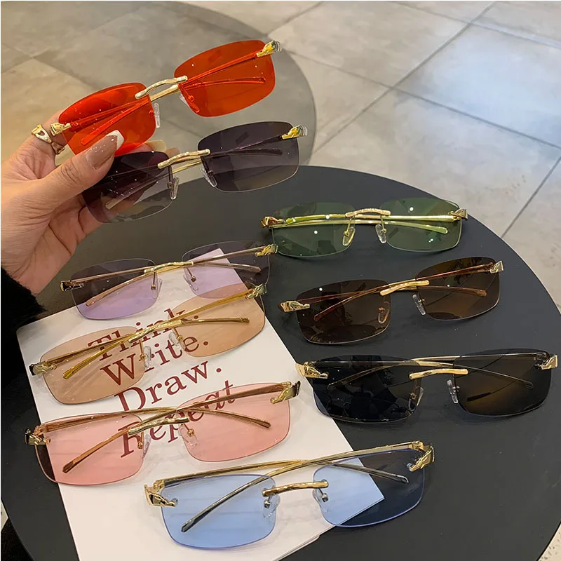 

Classic Casual Sun Glasses UV400 Cut Edge Frameless Sunglasses New Rectangle Vintage Sunglasses 선글라스 Очки Солнечные Женские