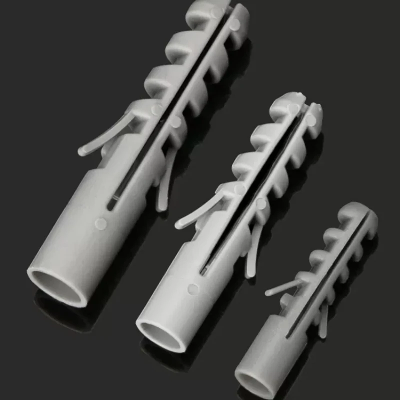 M4-M8plastic expansion pipe climbing wall tiger-shaped expansion wall plug bolt plastic glue  color white gray dowel