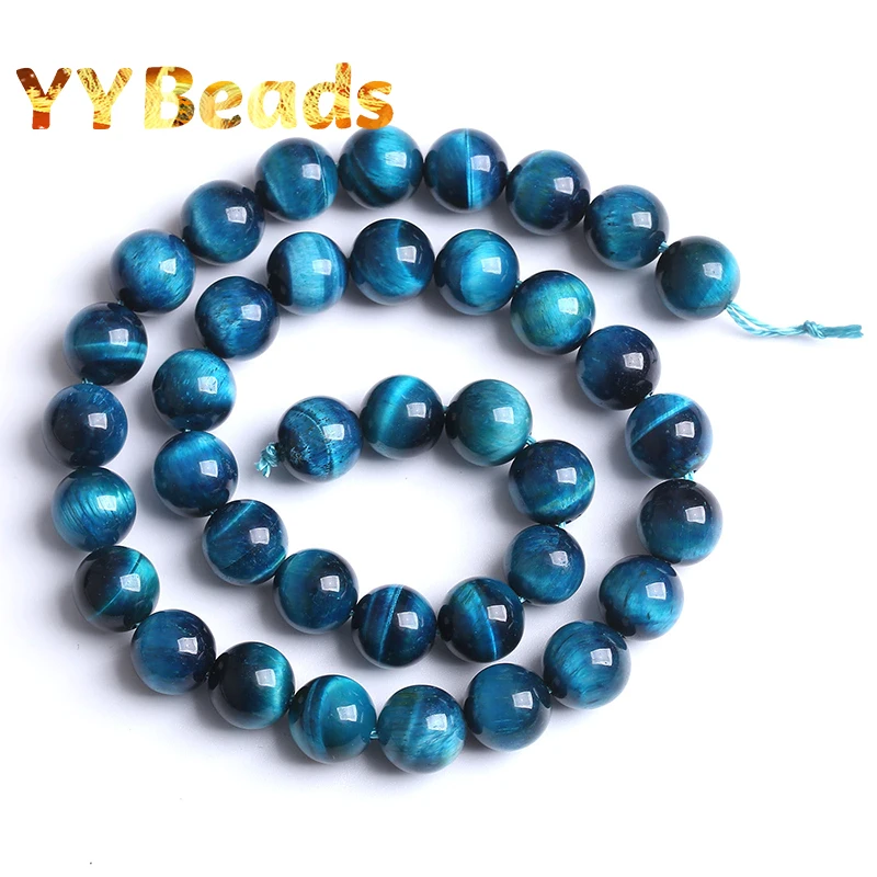 7A Natural Royal Blue Tiger Eye Stone Round Loose Beads For Jewelry Making DIY Charms Bracelets Accessories 15\