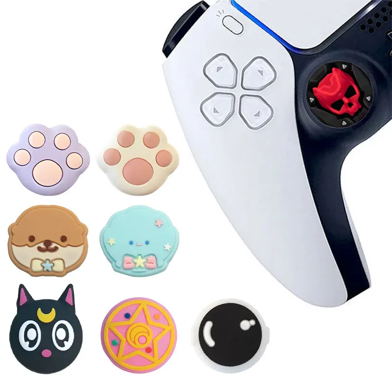Funda de silicona suave con diseño de caricatura para joystick, compatible con Sony PS5, PS4, XBOX, Switch Pro y controladores GameSir, cubierta protectora para joystick 2