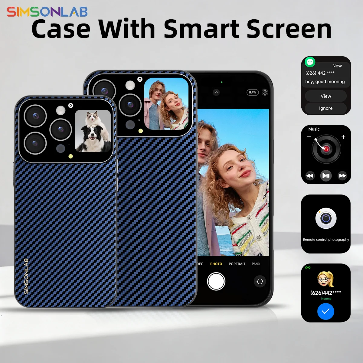 Nouveau iPhone étui intelligent écran fenêtre Selfie vue personnalisé Photo vidéo papier peint contrôle de la musique cadeaux de noël pour Apple 2025