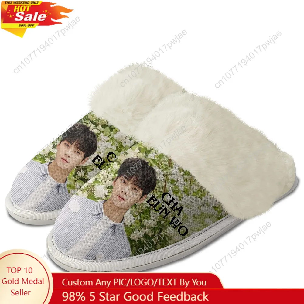 

KPOP Cha EunWoo Plush Slippers Keep Warm Shoes Mens Womens Home Cotton Bedroom Lightweight Warm Slipper Custom Shoes