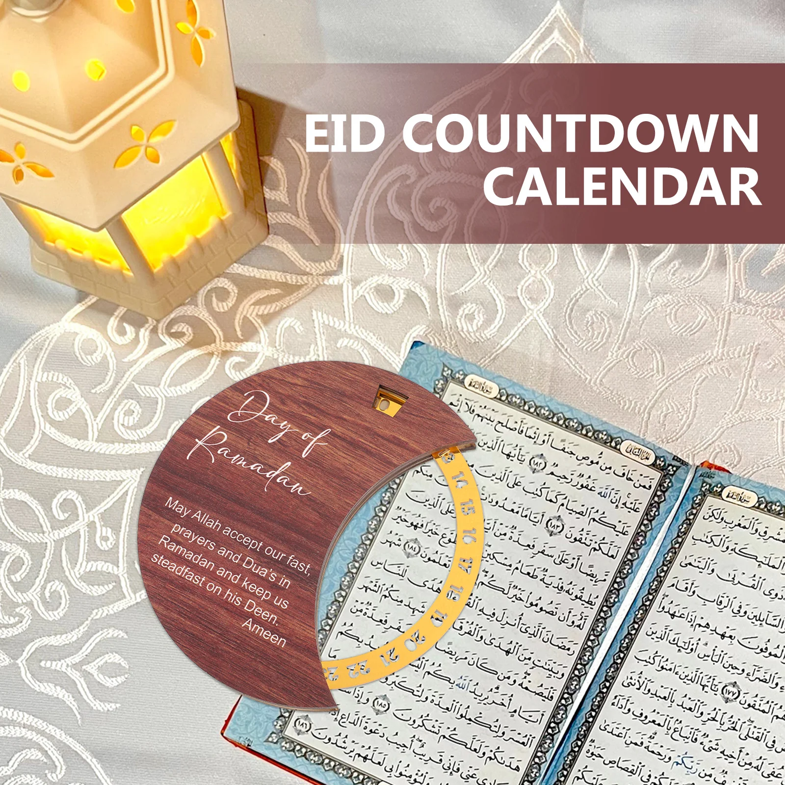 

Wooden Ramadan Countdown Calendar Eid Mubarak Advent Decor for Desk Window Mantelpiece Party Gift Decoration Ramadan Ornament