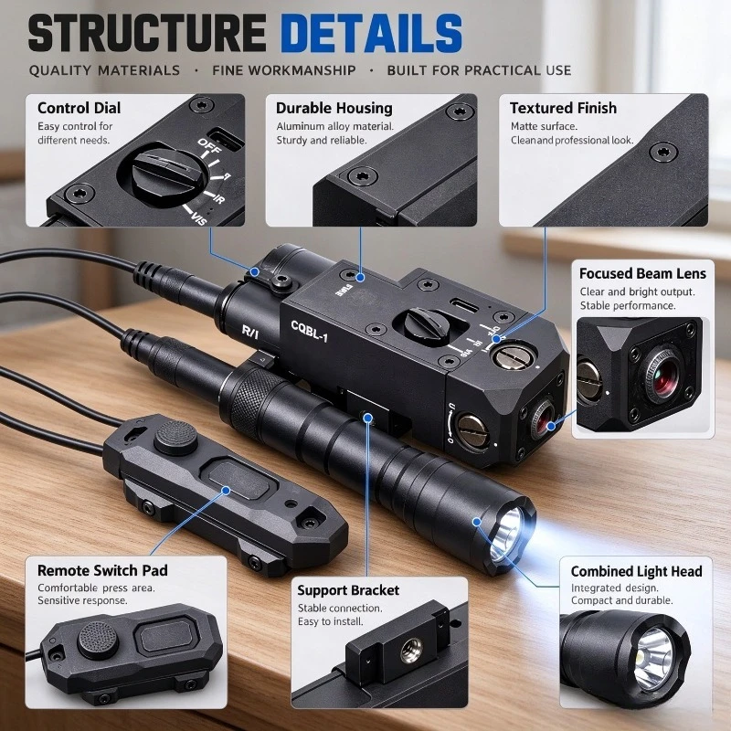 Dual Color Green Red Beam Lighting Set & Remote Switch, Bright Focused Beam Adjustable Holder, Outdoor Night Camping Accessory