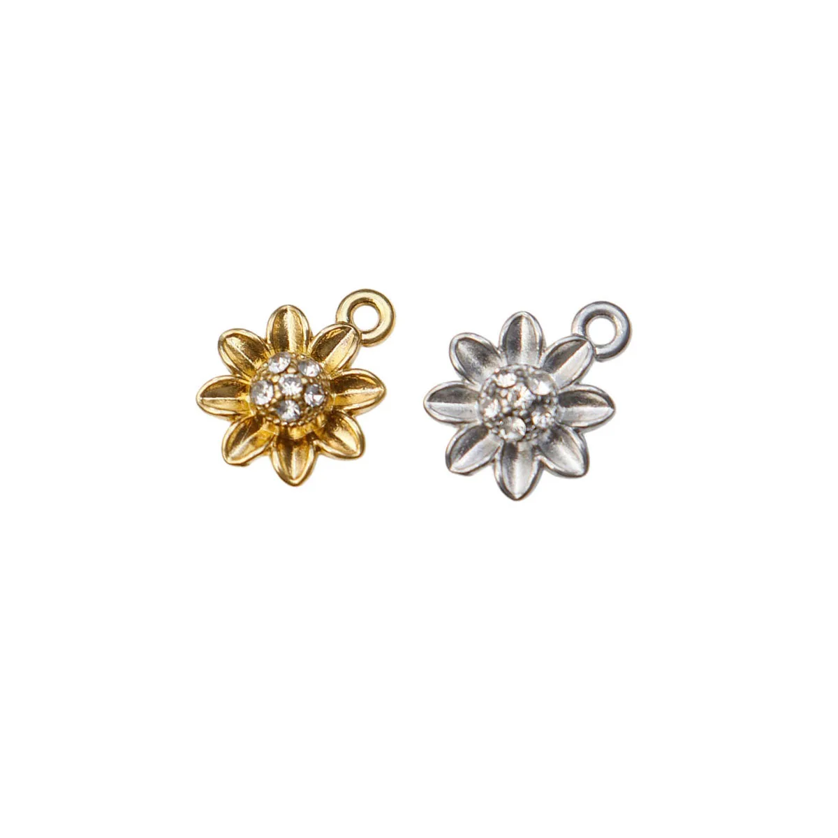 5pcs Stainless Steel Flower Fashion Jewelry Accessory Charms Pendant DIY Handcraft Vacuum Plated Waterproof Antiallergic
