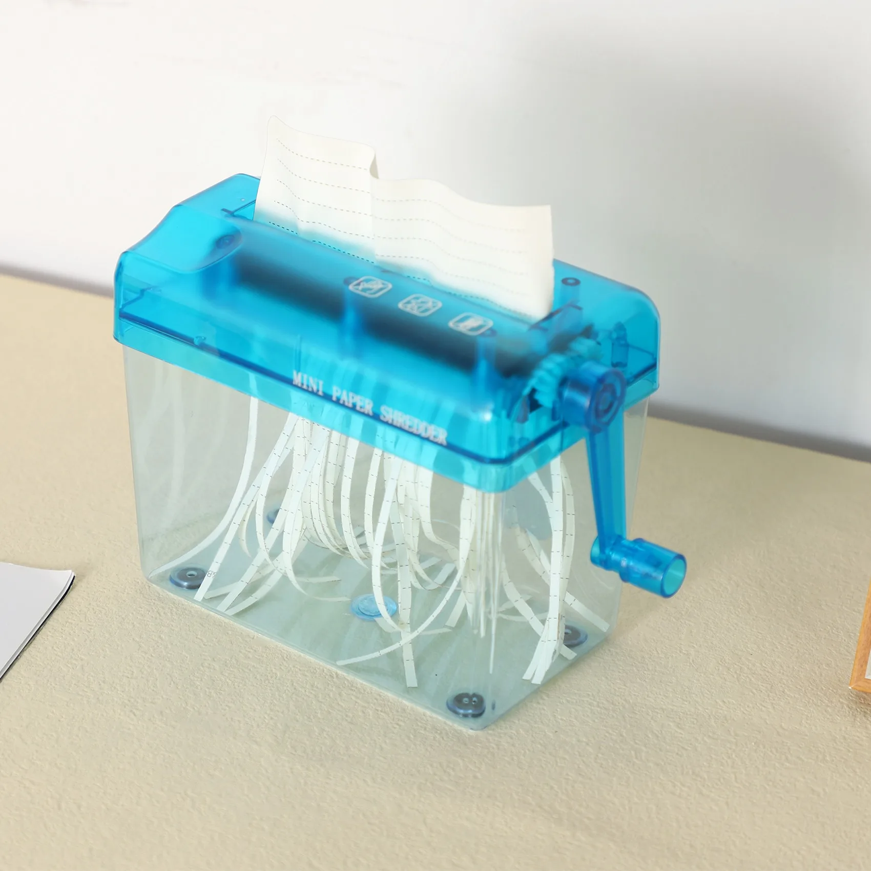 QWE-Mini Blue Shredder Crusher Destroyer Paper Documents Cutting Machine