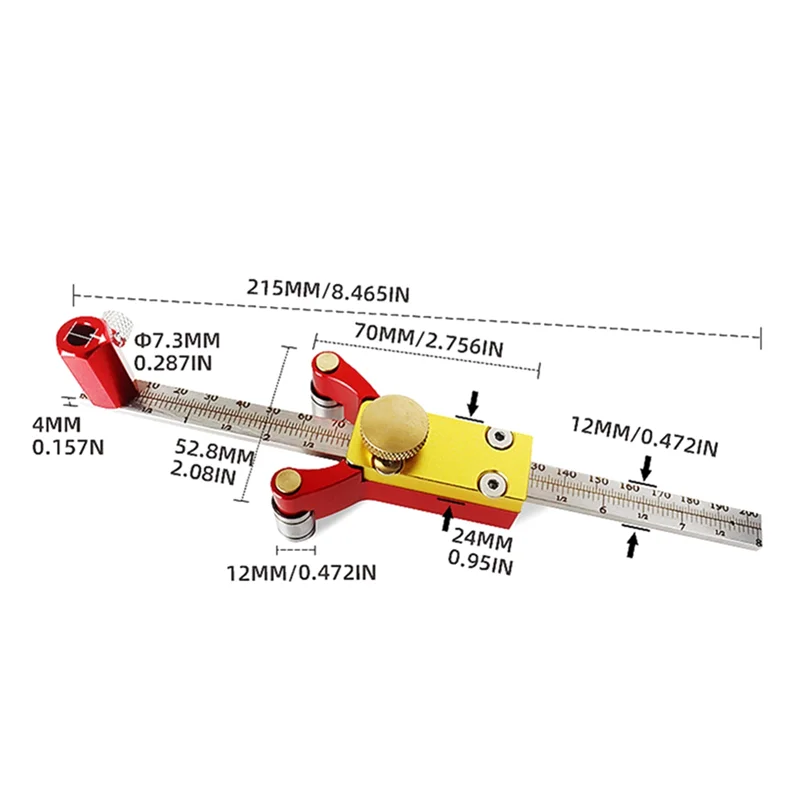 Y50A-Woodworking يخدش خط مستقيم قوس يخدش حاكم سبائك الألومنيوم الدقة الموازية أداة قياس الكتابة Durab