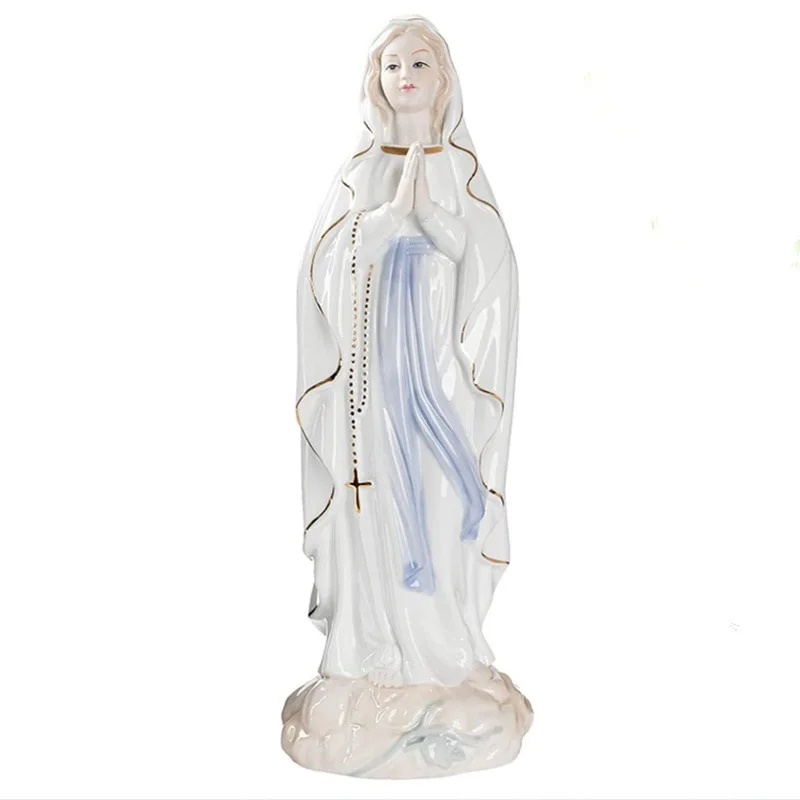 30cm Statue of Virgin Mary Our Lady of Lourdes Catholic Saint Statue High-end Ceramic Collection Statue Figurine
