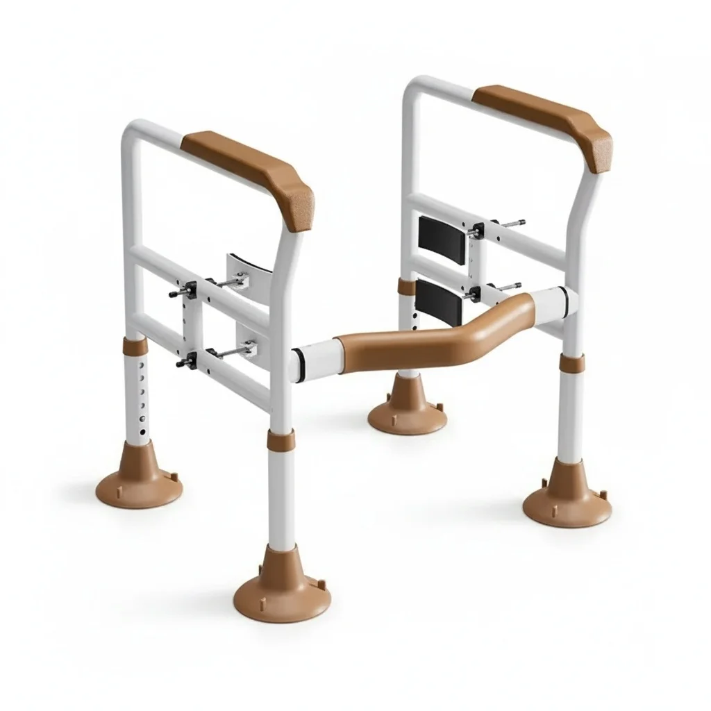 Toilet Safety Rail, Height Adjustable Elderly Toilet Armrest, 150kg Capacity Punch-Free Grab Bar, for Bathroom Safety