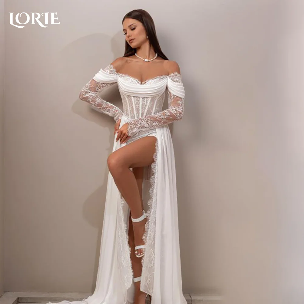 

LORIE Satin Bow Wedding Dresses Arabia A-Line Pleats Ball Sweetheart Bridal Gown Princess Bride Dress Customized Simple Dress