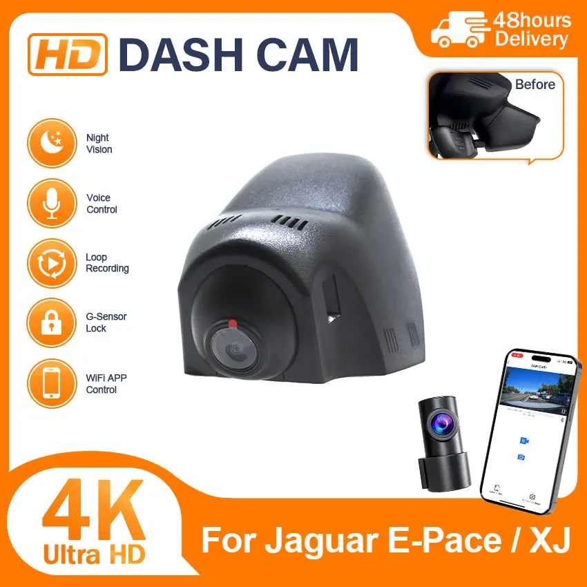 4K UHD Plug and Play Dashcam For Jaguar E-Pace (X540) 2018-2020 / XJ XJ-L 4th Gen (X351) 2016-2021 / Range Rover Velar 2017-19