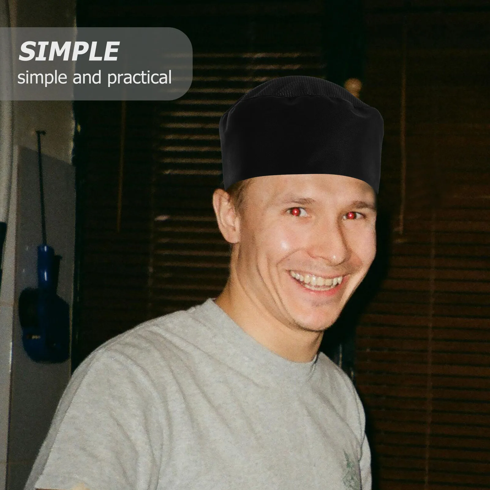 Catering Skull Cap von FOXNOVO Leichte Mesh-Kochmütze mit verstellbarer Passform für Männer und Frauen, Schwarz