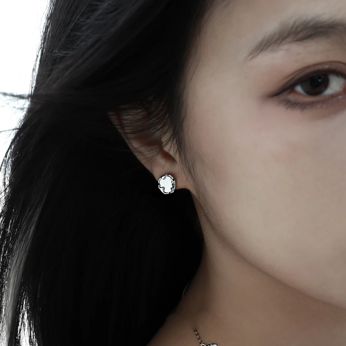 F.I.N.S الأصلي بساطتها S925 فضة أقراط غير النظامية العسل بريق ثقب الأذن ترصيع غرامة مجوهرات هدايا #4