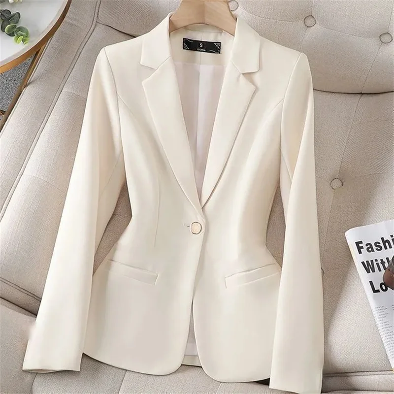 2025 Spring Autumn New Suit Jacket Women's Korean version Slim Long sleeved Coat Female Single button Casual Suit Outwear top