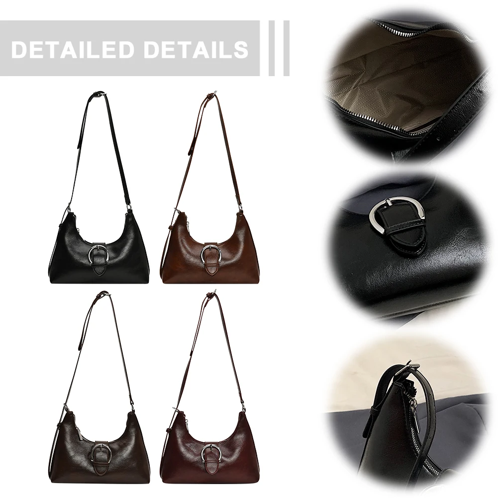 

Crossbody Bag PU Leather Buckle Shoulder Bag for Women with Inner Pocket Hobo Bag with Zipper Handbag for Work Travel