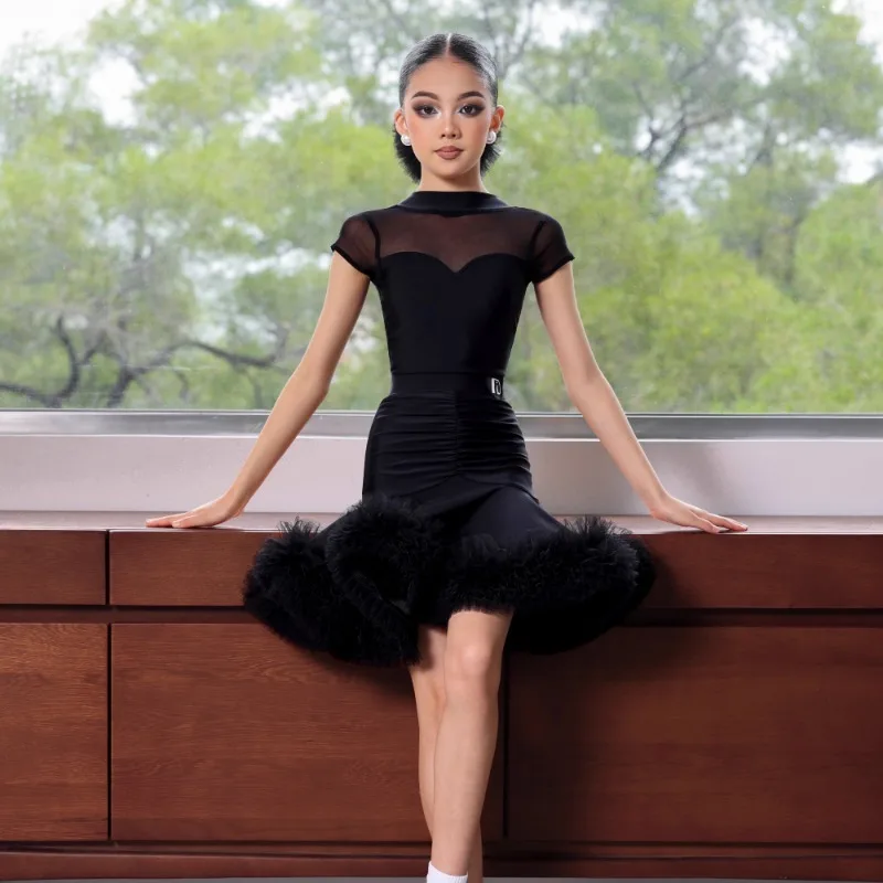 

Customized Latin Dance Skirt New Practice Suit Set for Women and Children Daily Training Dress National Standard Dance Dress
