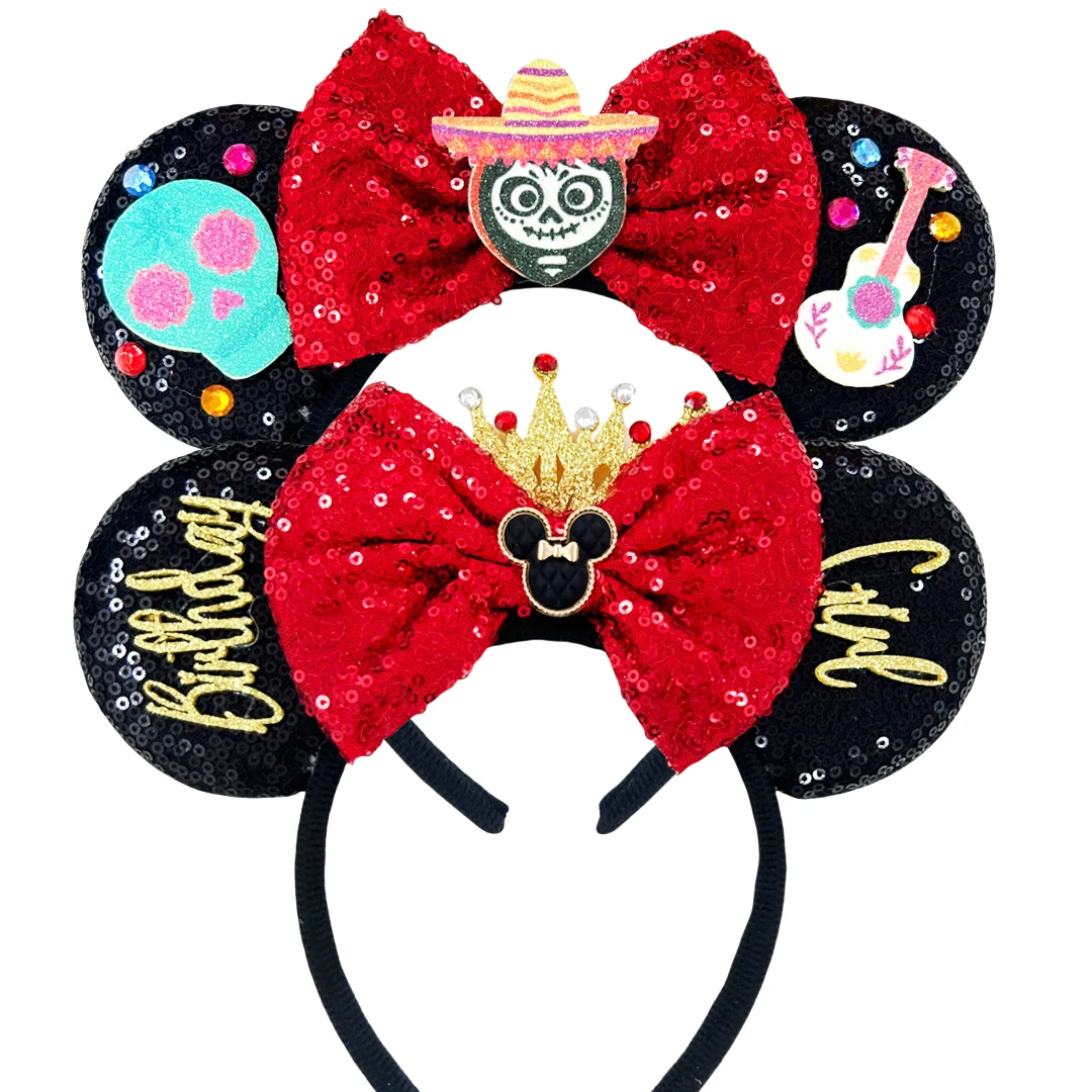 Mickey Mouse Headband Bat Skull Mouse Ears Bow Black Hair  display picture 1