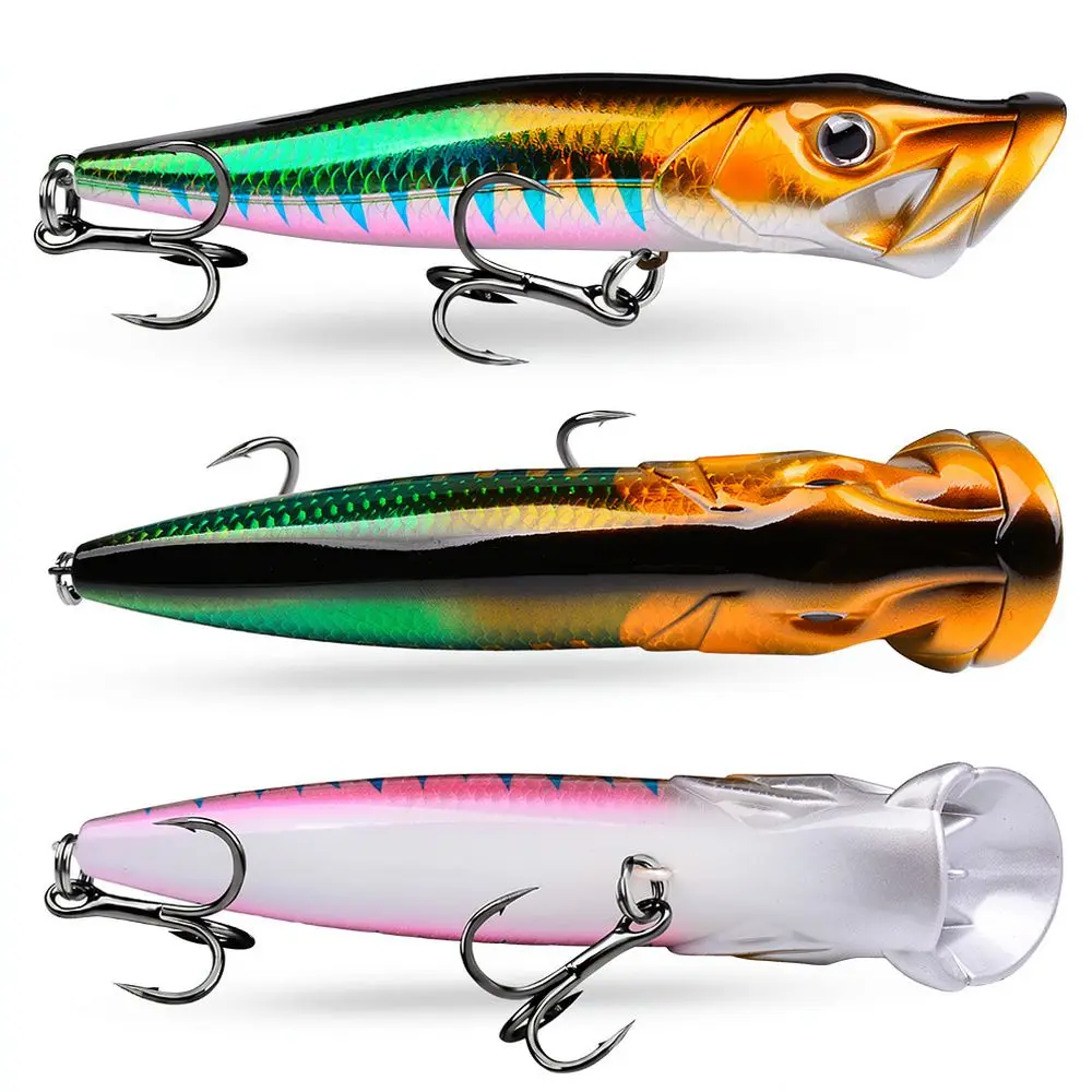 Hard Fishing Bait Popper Topwater Lure For For PROBEROS Surface Action Wobbler Artificial Plastic Tackle Bass Pike Predator