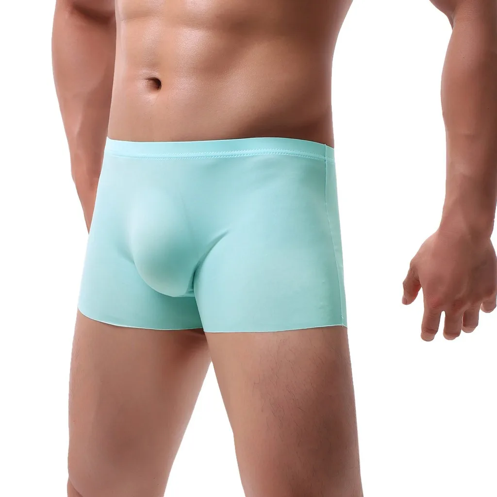 Men\'s Boxer Panties Ice Silk Breathable Underpants Seamless Traceless Underwear Low Wasit Solid Ultra-Thin Boxershorts Boxers