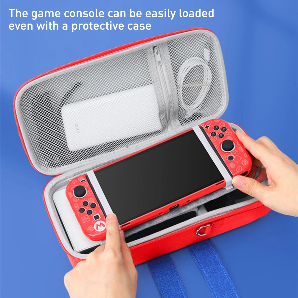 For Nintendo Switch OLED Handheld Storage Bag Large Capacity Carrying Hard Case Built-in Bracket for NS Switch Game Accessories