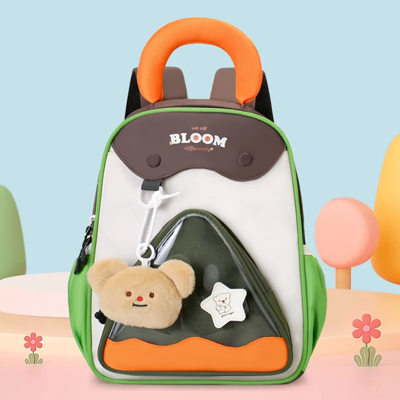 Kids Kindergarten Backpack Nylon Fresh Color Block Design Backpack Japanese Ins Style Toddler Casual Backpack