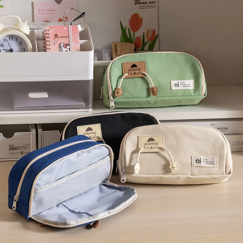 Bonita bolsa de lápices de gran capacidad, estuches escolares para niñas, bolsa de soporte de papelería coreana, estuche para bolígrafos para niños, suministros escolares para estudiantes