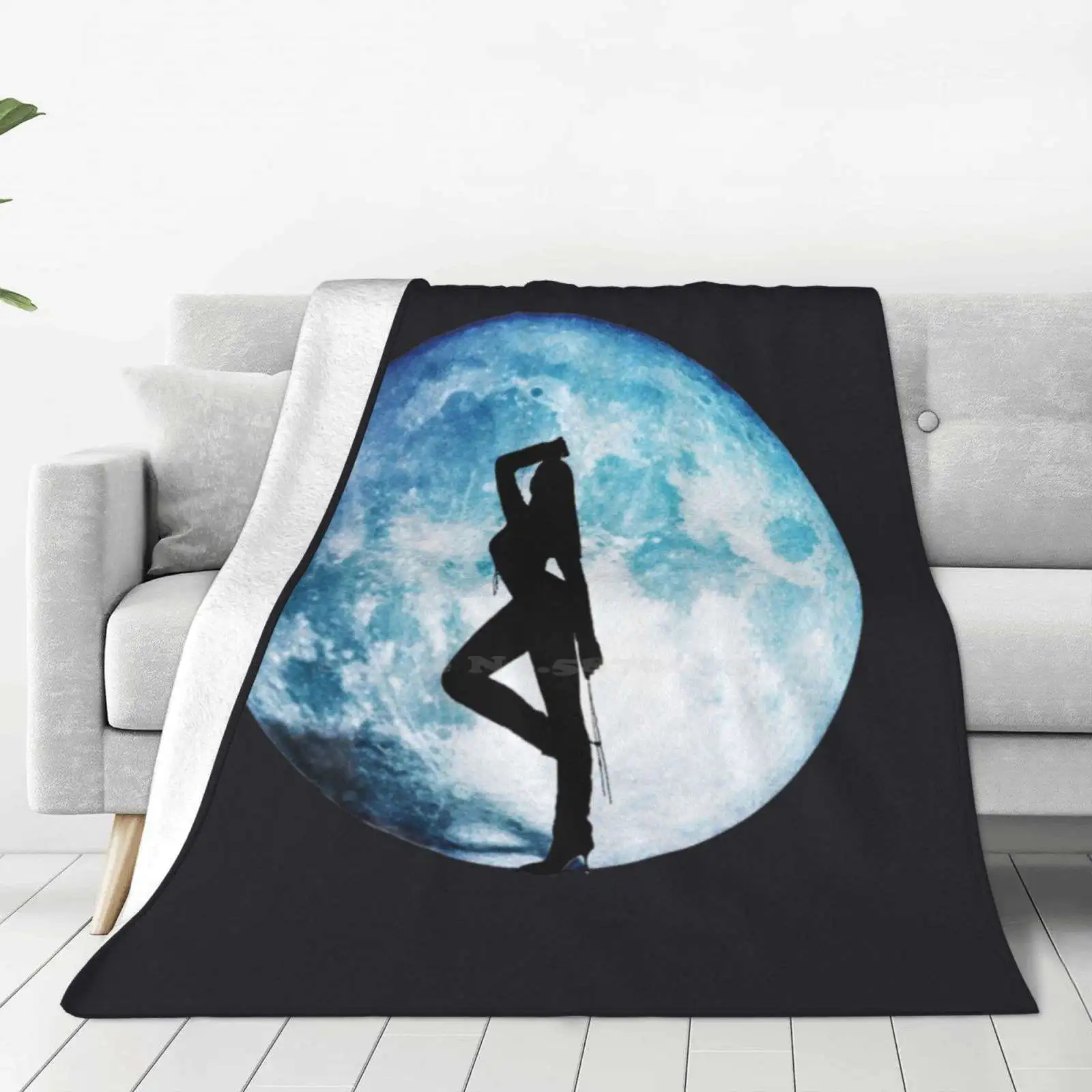 , Dua! Creative Design Light Thin Soft Flannel Blanket Moon Blue