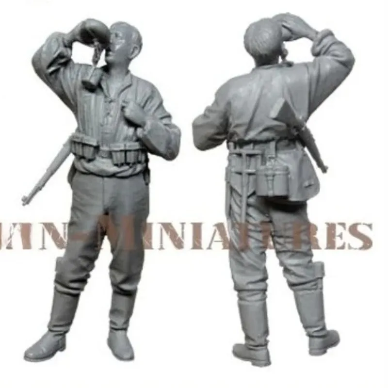 1/35 Scale Resin Figure Assembly Model Kit modeling Machine Gun Soldier Drinking Water GK Statue Unassembled Unpainted DIY Toys