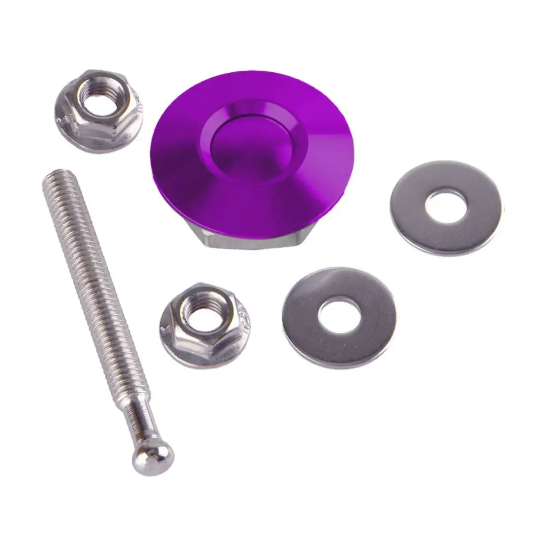 Universal 2pcs Purple 30mm Car Push Button Quick Release Hood Bonnet Pins Lock Clip Bumper Latch Aluminum Alloy