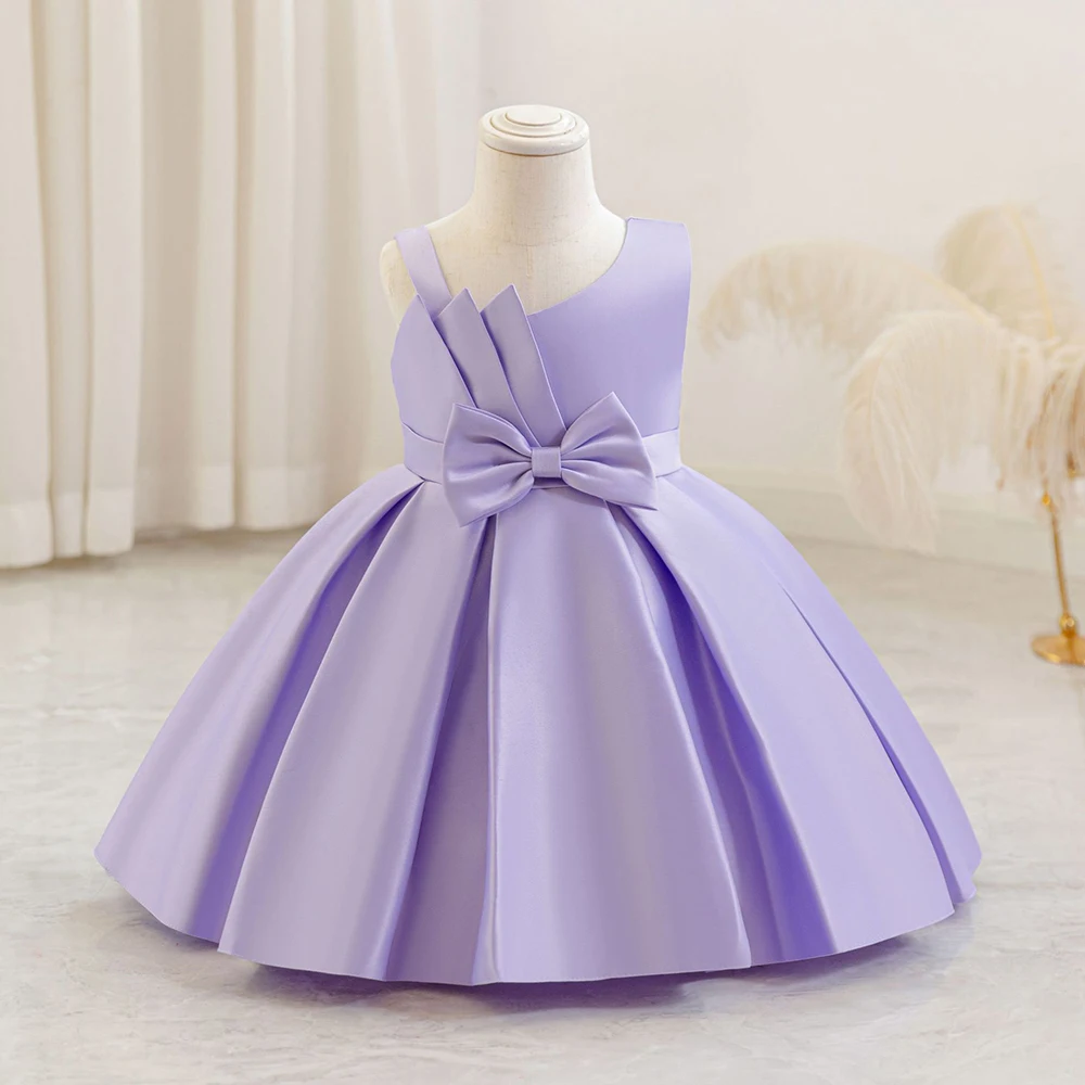 

HETISO Princess Birthday Dress for Girls Sleeveless Ball Gown 1 Year Old Christmas Sling Solid Color Kids Party Wear 1-4 Years