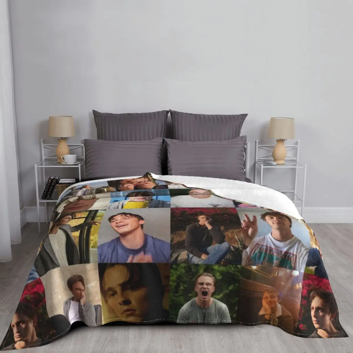 Drew Starkey Photo Collage Blankets Fleece Winter Multifunction Warm Throw Blankets for Sofa Couch Rug Piece