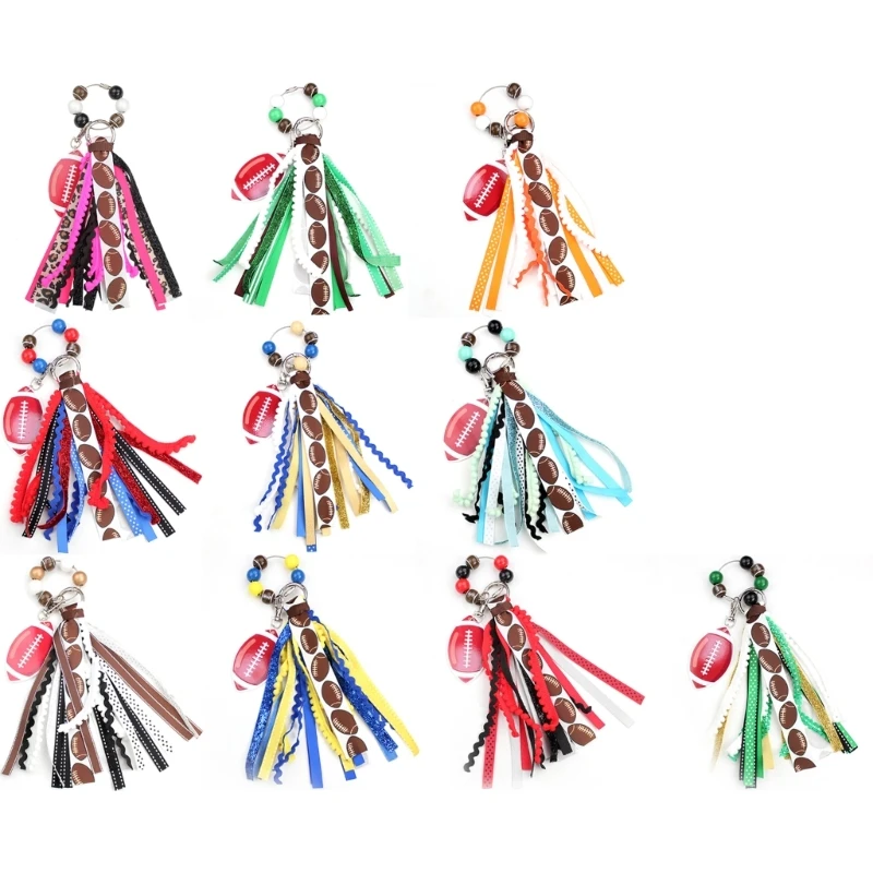 367C Reusable Sports Keychain Organiser Featuring Symbol And Multi Textured Beads For Bag Personalization