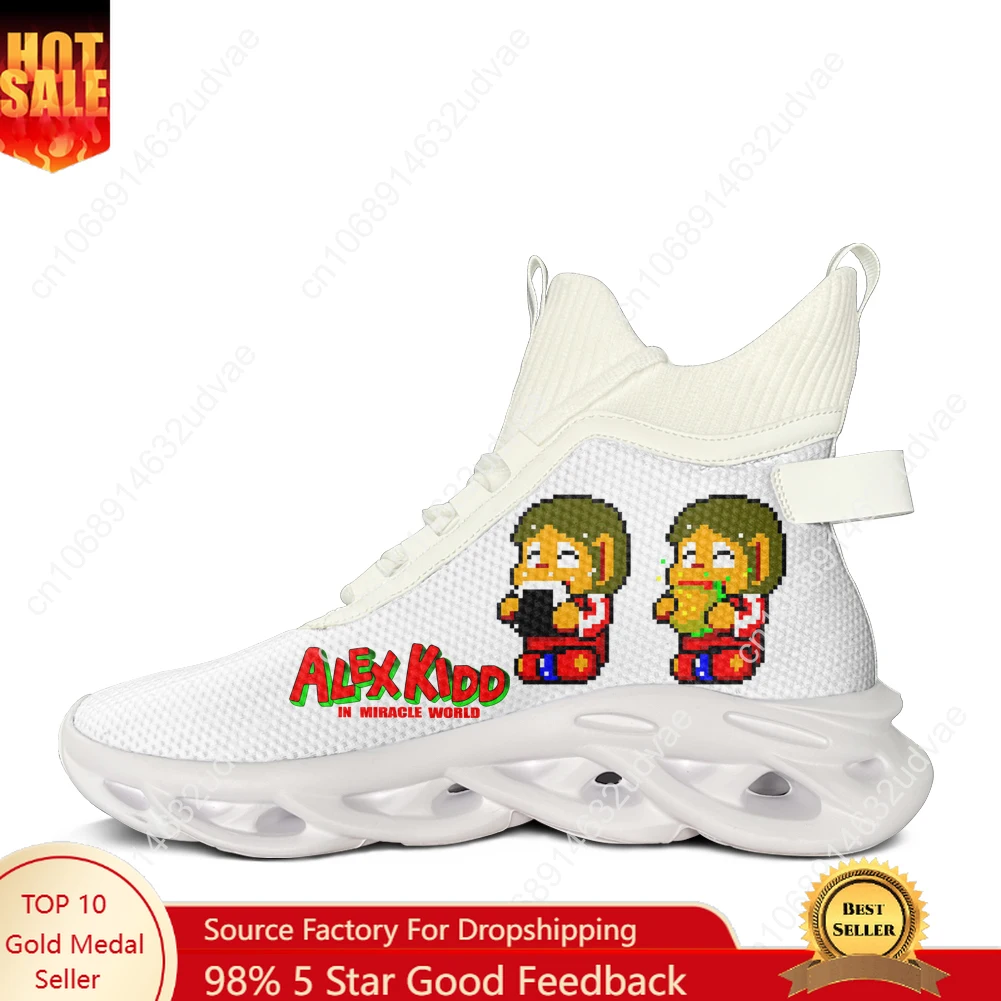 Alex Kidd zapatillas planas altas para hombre y mujer, zapatillas deportivas para correr, zapatillas de deporte de alta calidad con cordones, calzado de malla, zapato personalizado